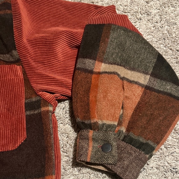 Ashley outerwear Women's Plaid Corduroy Jacket - Red and Brown - Picture 4 of 6